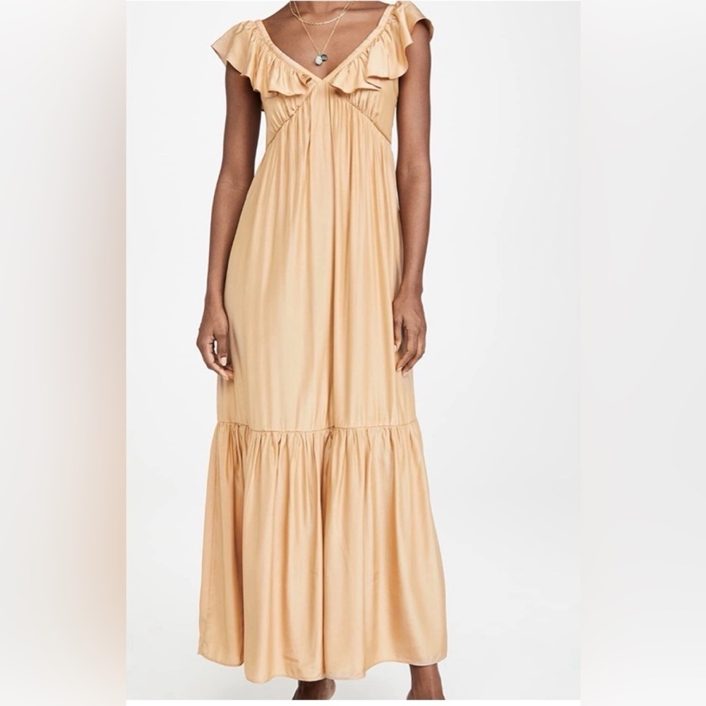O.p.t. One Pretty Time Nude Tiered
Flowy Maxi Dress Womens Size M